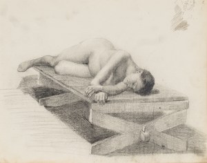 Jan KAUZIK (1860-1930), Akt kobiety leżącej na boku