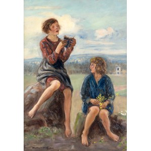 Wlastimil HOFMAN (1881-1970), Girls in the Meadow