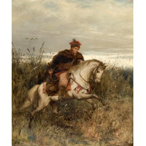 Ludwik GĘDŁEK (1847-1904), Messenger - Krakus rushing on horseback