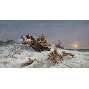 Tadeusz RYBKOWSKI (1848-1926), The onslaught of wolves