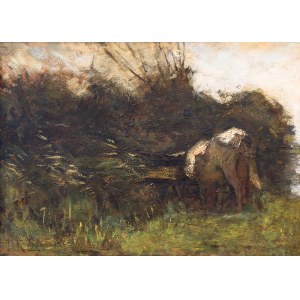 Roman KOCHANOWSKI (1857-1945), Landscape with a cow, late 19th century.