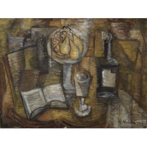 Alicja HALICKA (1889-1974), Martwa natura z butelką i książką