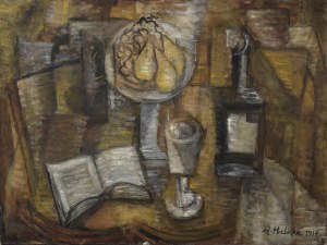Alicja HALICKA (1889-1974), Martwa natura z butelką i książką