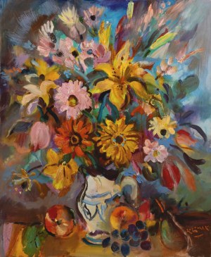Ludwik KLIMEK (1912-1992), Bukiet kwiatów na stole