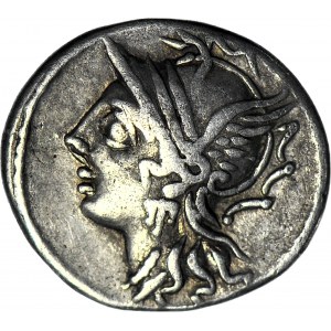 Republika Rzymska, Denar C. Coelius Caldus 104 r. p.n.e., rzadszy typ z Wiktorią w bidze w lewo