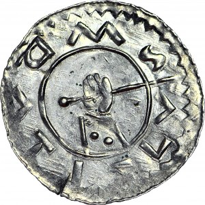 Czechy, Wratysław II 1061–1092, Denar, Głowa króla/ Dłoń z berłem