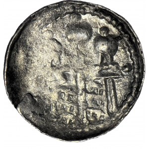 Boleslav II. Smělý 1058-1079, denár, královský typ, znak Z+ za hlavou