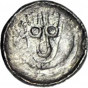 R-, Ladislav I. Herman 1081-1102, denár, Vroclav, hlava sv. Jána