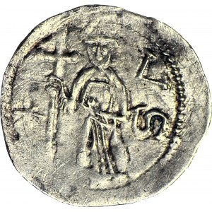 Bolesław I Wysoki 1163-1201, Denar, Wrocław, Biskup/Walka z lwem