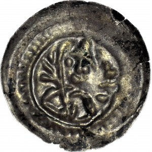 RR-, Mieszko III Stary 1173-1202, Gniezno, Brakteat łaciński, Książę z liściem palmowym, R5