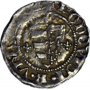 R-, Ludwik Węgierski (Andegaweński) 1370-1382, Denar Tarcza/Św Ładysław, Kopicki R2