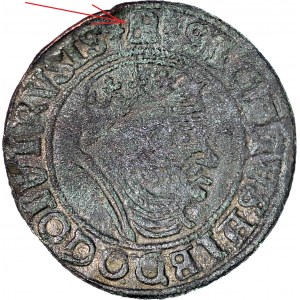 RR-, Žigmund I. Starý, groš z roku 1555, Gdansk/Królewiec, dobový falzifikát, vzácny