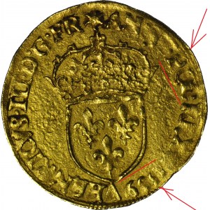 RR-, Henryk Walezy, Król Polski, Dukat (ecu d&bdquo;or) 1589 DATA POD TARCZĄ, R4