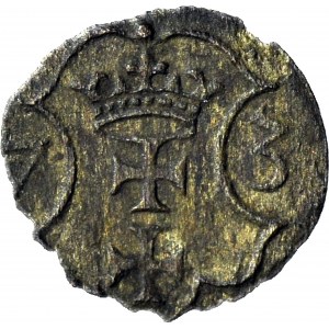 RR-, Polska, Bezkrólewie 1573, denar 1573, Gdańsk, 7 łuków, b. rzadki, R6