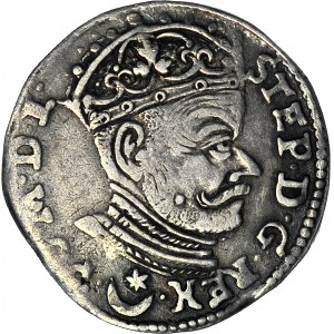 Stefan Batory, Trojak 1581, Wilno, herb Leliwa