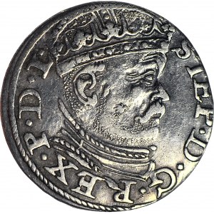Stefan Batory, Trojak 1586, Ryga, większa głowa