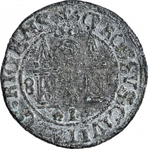 R-, Stefan Batory, Grosz Ryga 1581, falsyfikat z epoki, rzadki