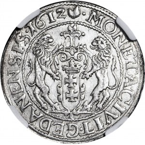RR-, Zygmunt III Waza, Ort 1612 Gdańsk, kropka za łapą niedźwiedzia, R.PP, menniczy