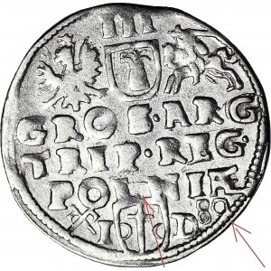 RRR-, Zygmunt III Waza, Trojak 1580 Poznań, POLNIAE, dwa błędy