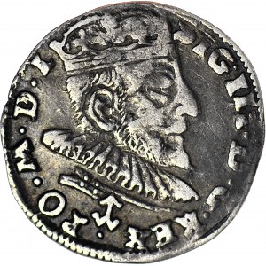 Zygmunt III Waza, Trojak 1590, Wilno, herb Chalecki pod popiersiem