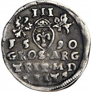 Zygmunt III Waza, Trojak 1590, Wilno, herb Chalecki pod popiersiem
