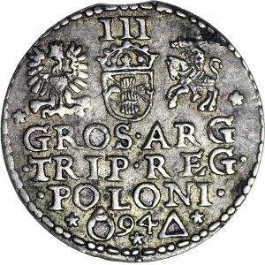 Zygmunt III Waza, Trojak 1594, Malbork, niedobite D - wygląda jak L