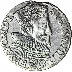 R-, Zygmunt III Waza, Trojak 1594 Malbork, pęknięty pierścień