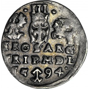 Zygmunt III Waza, Trojak 1594, Wilno, piękny