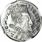 Zygmunt III Waza, Trojak 1595, Wilno, herby Prus i Chalecki
