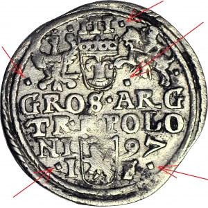 Zygmunt III Waza, Trojak 1597, Olkusz, DUŻE ROMBY, menniczy