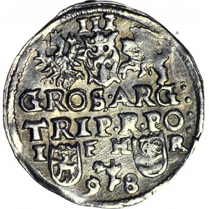 Zygmunt III Waza, Trojak 1598, Poznań, IF HR, data rozdzielona znakiem