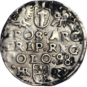 R-, Zygmunt III Waza, Trojak 1598, Wschowa, litery HR-K, rzadki, Iger nie notuje