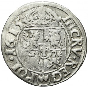 RR-, Zygmunt III, Trzykrucierzówka 1615 Kraków, przebita w nominale, rzadka