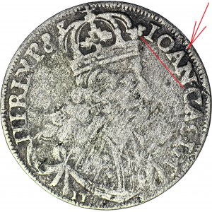 RRR-, Jan II Kazimierz, Szóstak 1656 IT, Okupacja Krakowa, mniejsza głowa, IOAN, b. rzadki