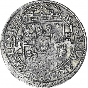 RR-, Jan III Sobieski, Ort 1677/6 MH, przebitka daty, R4