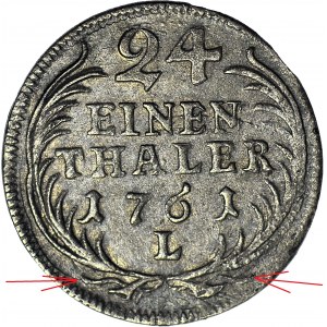 RR-, August III Sas, 1/24 Taler Leipzig 1761, ZUSÄTZLICHES WILLKOMMEN