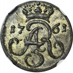 Augustus III Sas, Shelrog 1761 Gdansk, R2, minted
