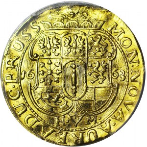 RR-, Prusy, Fryderyk Wilhelm Wielki, Dukat 1663, Królewiec, bardzo rzadki