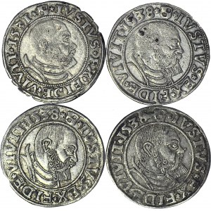 4 szt. zestaw groszy 1531-38, Lenne Prusy Książęce, Albrecht Hohenzollern