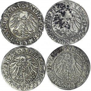 4 szt. zestaw groszy 1531-38, Lenne Prusy Książęce, Albrecht Hohenzollern