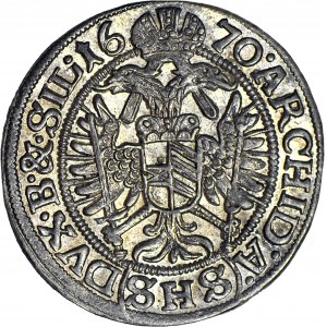 Śląsk, Leopold I, Wrocław, 3 krajcary 1670, A.(SHS)DUX, mennicze