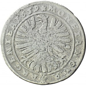 RRR-, Śląsk, Chrystian Wołowsko-Oławski, 15 krajcarów 1659, Brzeg, najrzadszy rocznik, orzeł