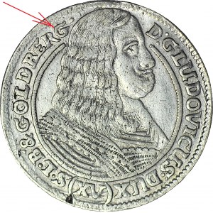 RRR-, Ludwik IV Legnicki, 15 krajcarów 1662, Brzeg, nienotowana końcówka GOLDBERG
