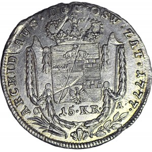 Księstwo Oświęcimsko-Zatorskie, 15 krajcarów 1777, Wiedeń, najrzadszy rocznik