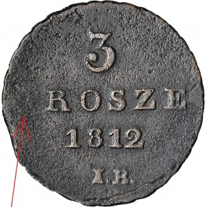 R-, Księstwo Warszawskie, 3 grosze 1812 IB, ROSZE, bez G