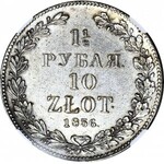 Zabór Rosyjski, 10 złotych = 1 1/2 rubla 1836 NG, Petersburg, PIĘKNE