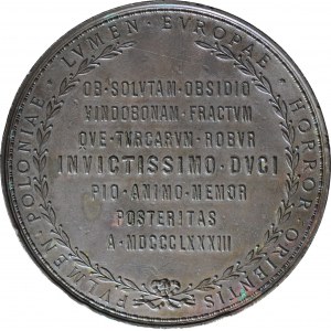 R-, Medal 1883, Jan III Sobieski, Odsiecz Wiedeńska, sygnowany Tautenhayn, brąz 70mm