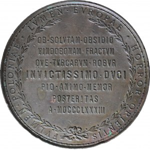 R-, Medal 1883, Jan III Sobieski, Odsiecz Wiedeńska, sygnowany Tautenhayn, brąz 70mm
