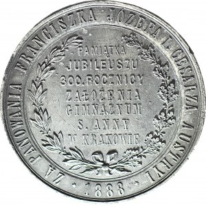 R-, Medal 1883, 300-lecie Gimnazjum św. Anny w Krakowie, sygnowany Głowacki, cynk 53mm