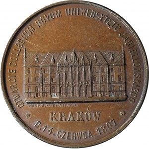 RRR, Medal 1887, otwarcia Collegium Novum w Krakowie, sygnowany, brąz 41,5mm